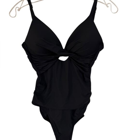 NWOT La Blanca Twist-Front Keyhole One Piece Black Swimsuit – Sz 4 - Picture 6 of 9